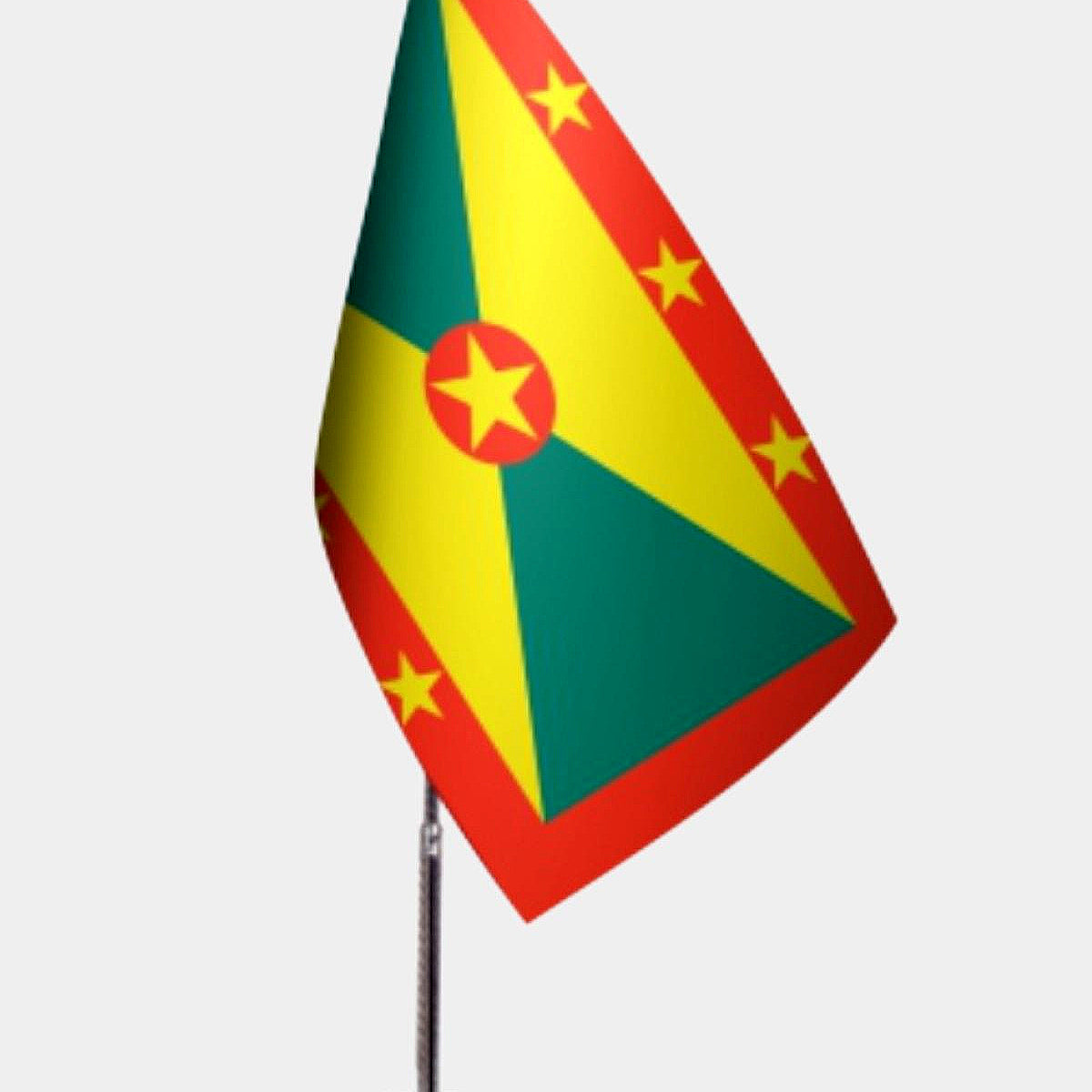Grenada Desk Flag - Premium Double-Layer Satin with Chrome L-Shaped Stand | Professional Quality Country Desk Flag for Government Offices and Institutions