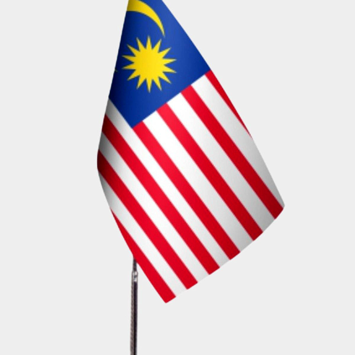 Malaysia Desk Flag - Premium Double-Layer Satin with Chrome L-Shaped Stand | Professional Quality Country Desk Flag for Government Offices and Institutions