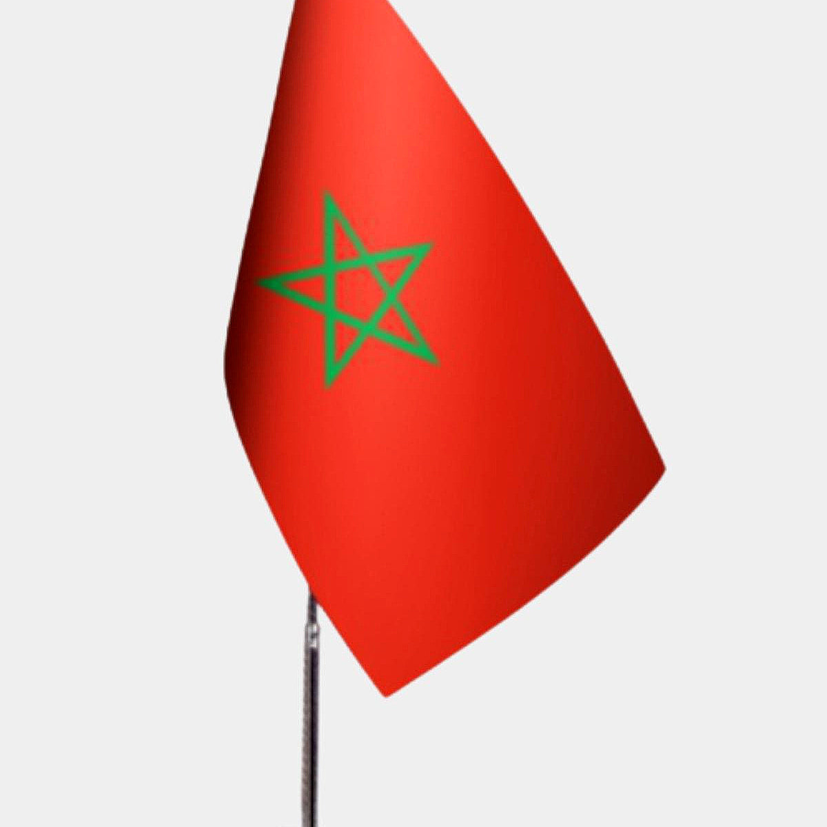 Morocco Desk Flag - Premium Double-Layer Satin with Chrome L-Shaped Stand | Professional Quality Country Desk Flag for Government Offices and Institutions