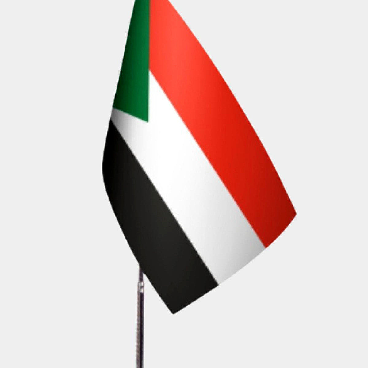 Sudan Desk Flag - Premium Double-Layer Satin with Chrome L-Shaped Stand | Professional Quality Country Desk Flag for Government Offices and Institutions