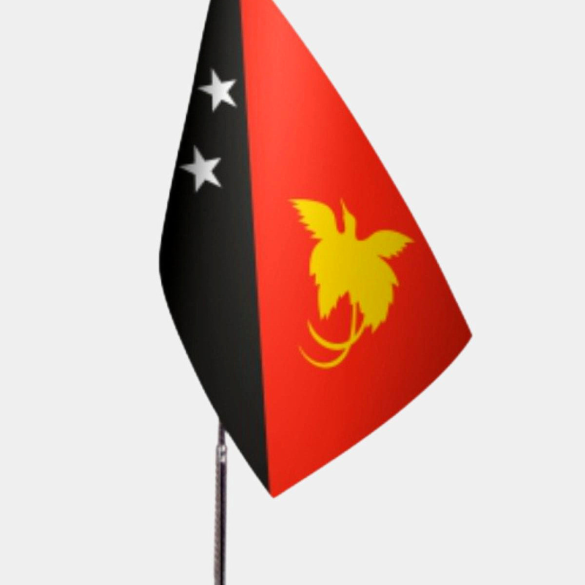Papua New Guinea Desk Flag - Premium Double-Layer Satin with Chrome L-Shaped Stand | Professional Quality Country Desk Flag for Government Offices and Institutions
