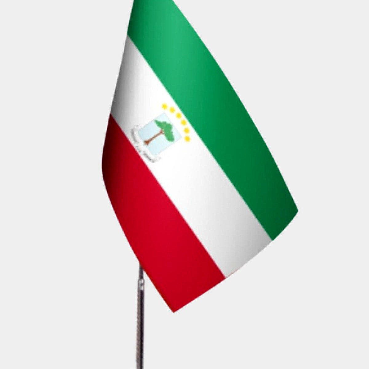 Equatorial Guinea Desk Flag - Premium Double-Layer Satin with Chrome L-Shaped Stand | Professional Quality Country Desk Flag for Government Offices and Institutions