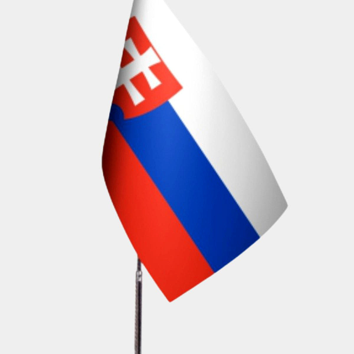 Slovakia Desk Flag - Premium Double-Layer Satin with Chrome L-Shaped Stand | Professional Quality Country Desk Flag for Government Offices and Institutions
