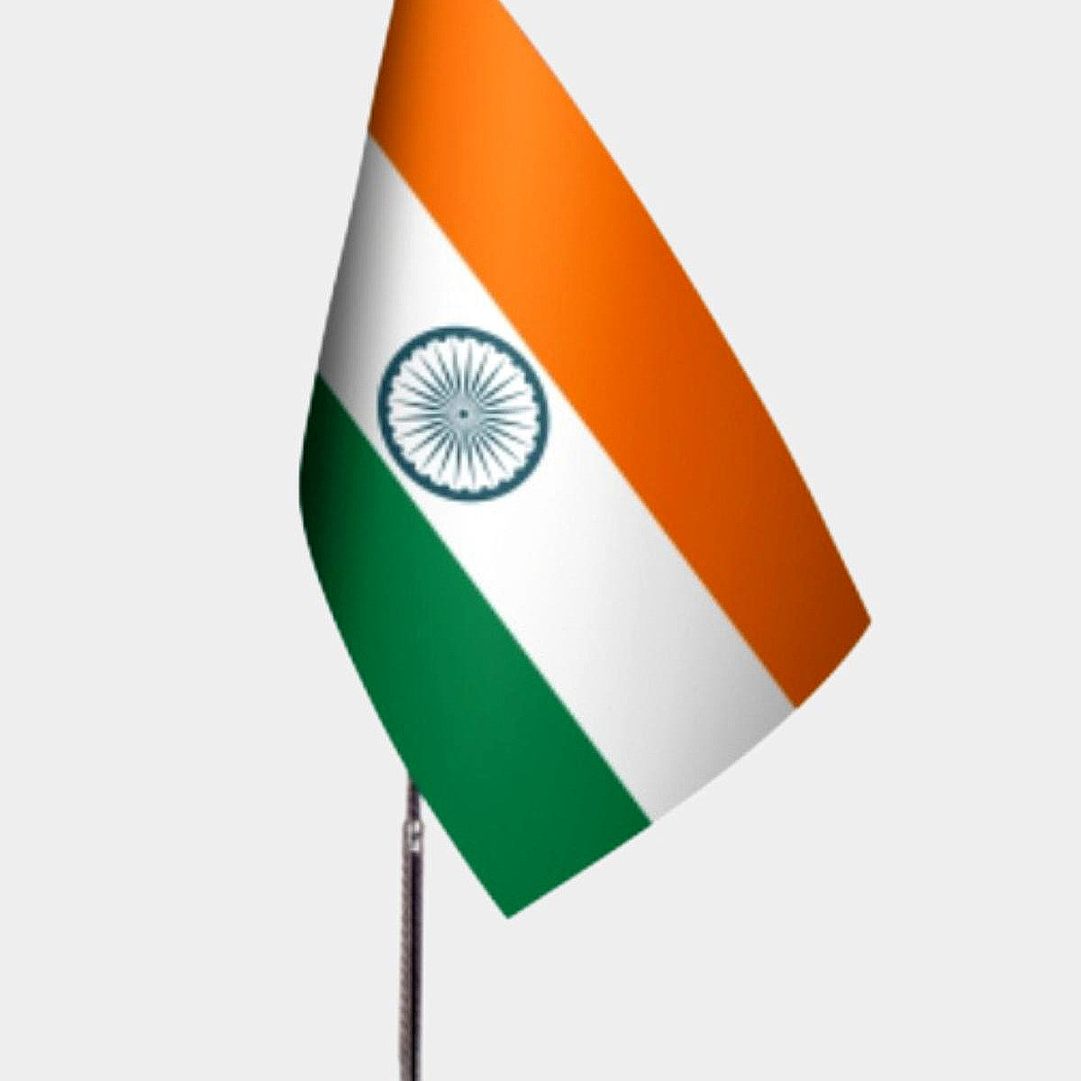 India Desk Flag - Premium Double-Layer Satin with Chrome L-Shaped Stand | Professional Quality Country Desk Flag for Government Offices and Institutions