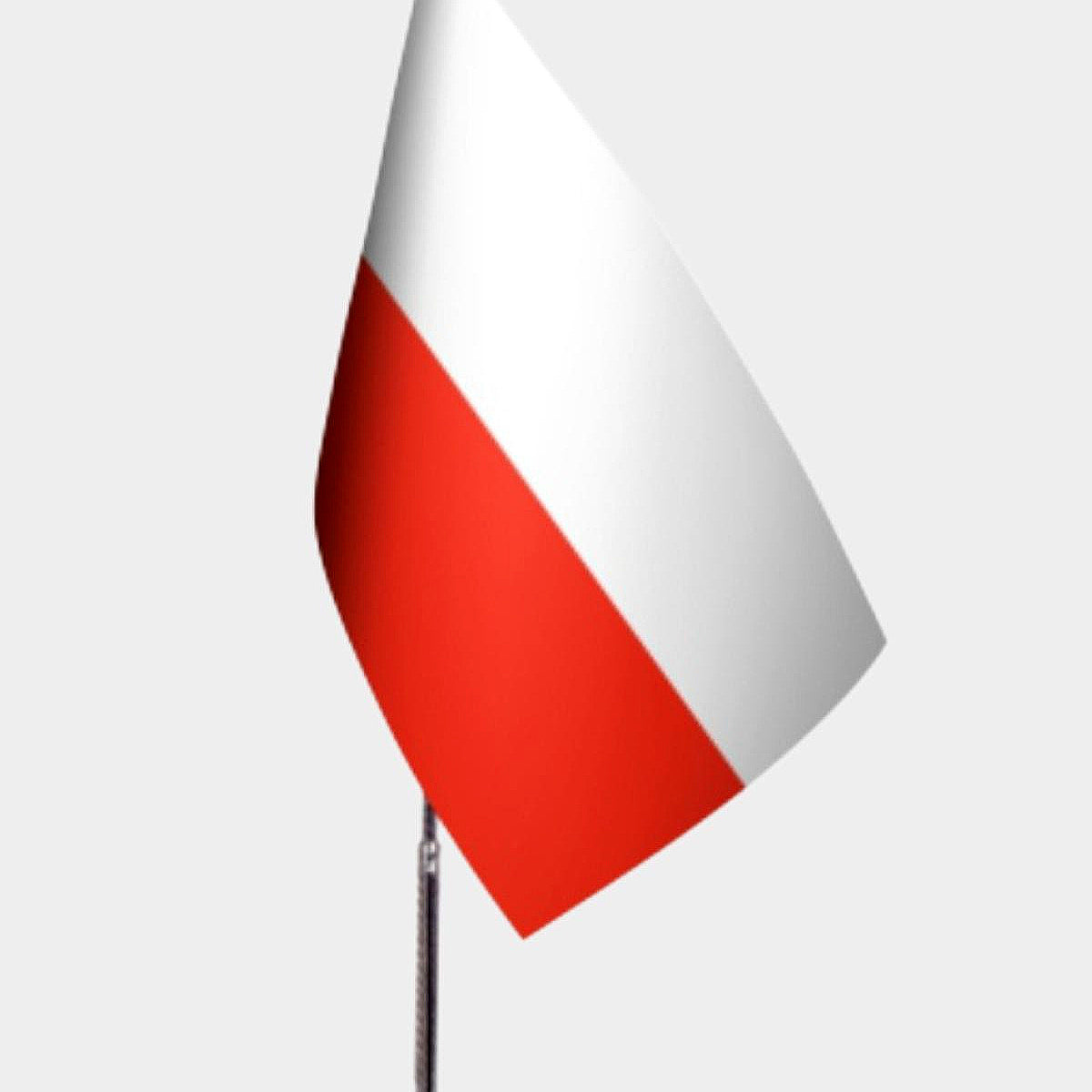 Poland Desk Flag - Premium Double-Layer Satin with Chrome L-Shaped Stand | Professional Quality Country Desk Flag for Government Offices and Institutions