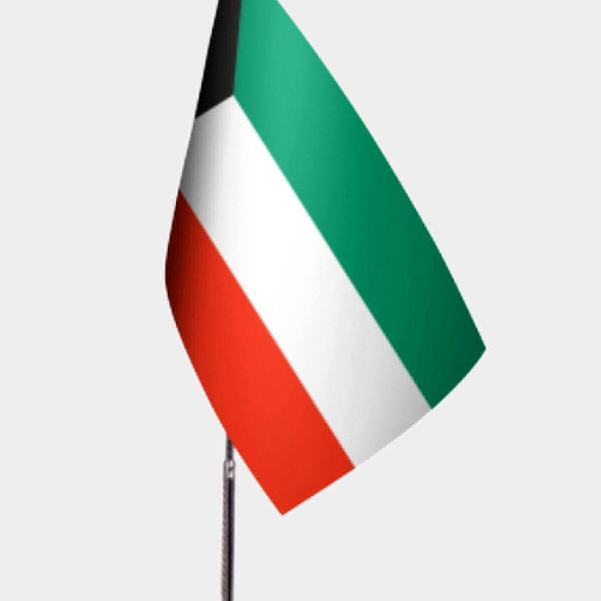 Kuwait Desk Flag - Premium Double-Layer Satin with Chrome L-Shaped Stand | Professional Quality Country Desk Flag for Government Offices and Institutions