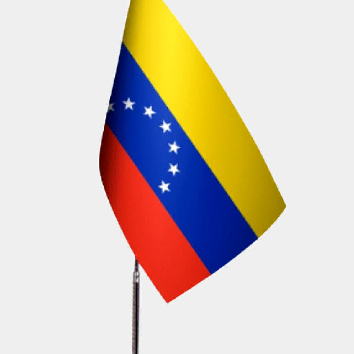 Venezuela Desk Flag - Premium Double-Layer Satin with Chrome L-Shaped Stand | Professional Quality Country Desk Flag for Government Offices and Institutions