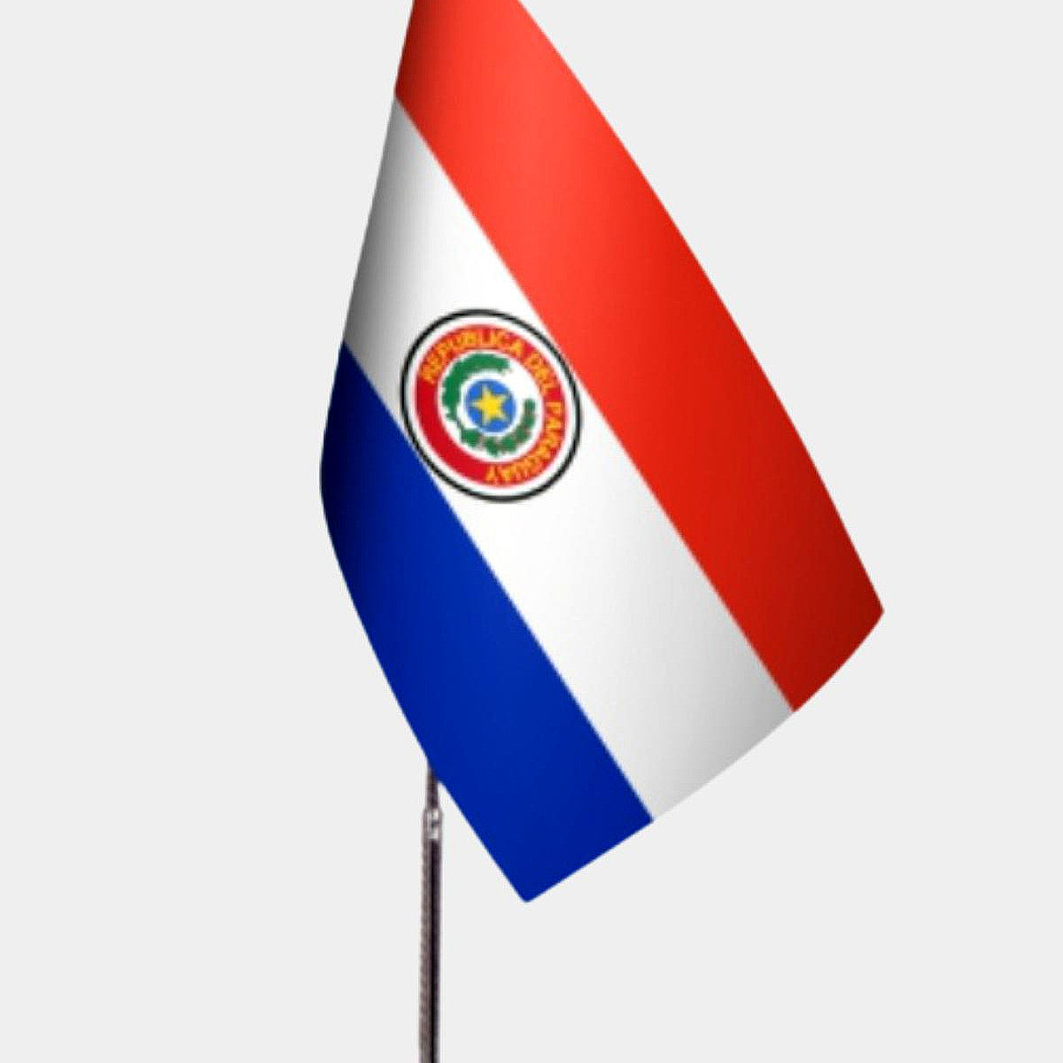 Paraguay Desk Flag - Premium Double-Layer Satin with Chrome L-Shaped Stand | Professional Quality Country Desk Flag for Government Offices and Institutions