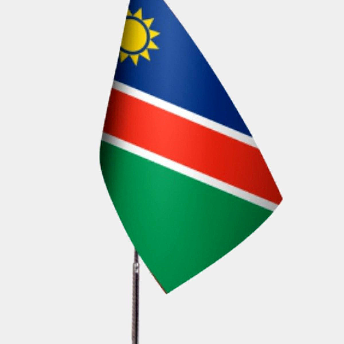 Namibia Desk Flag - Premium Double-Layer Satin with Chrome L-Shaped Stand | Professional Quality Country Desk Flag for Government Offices and Institutions