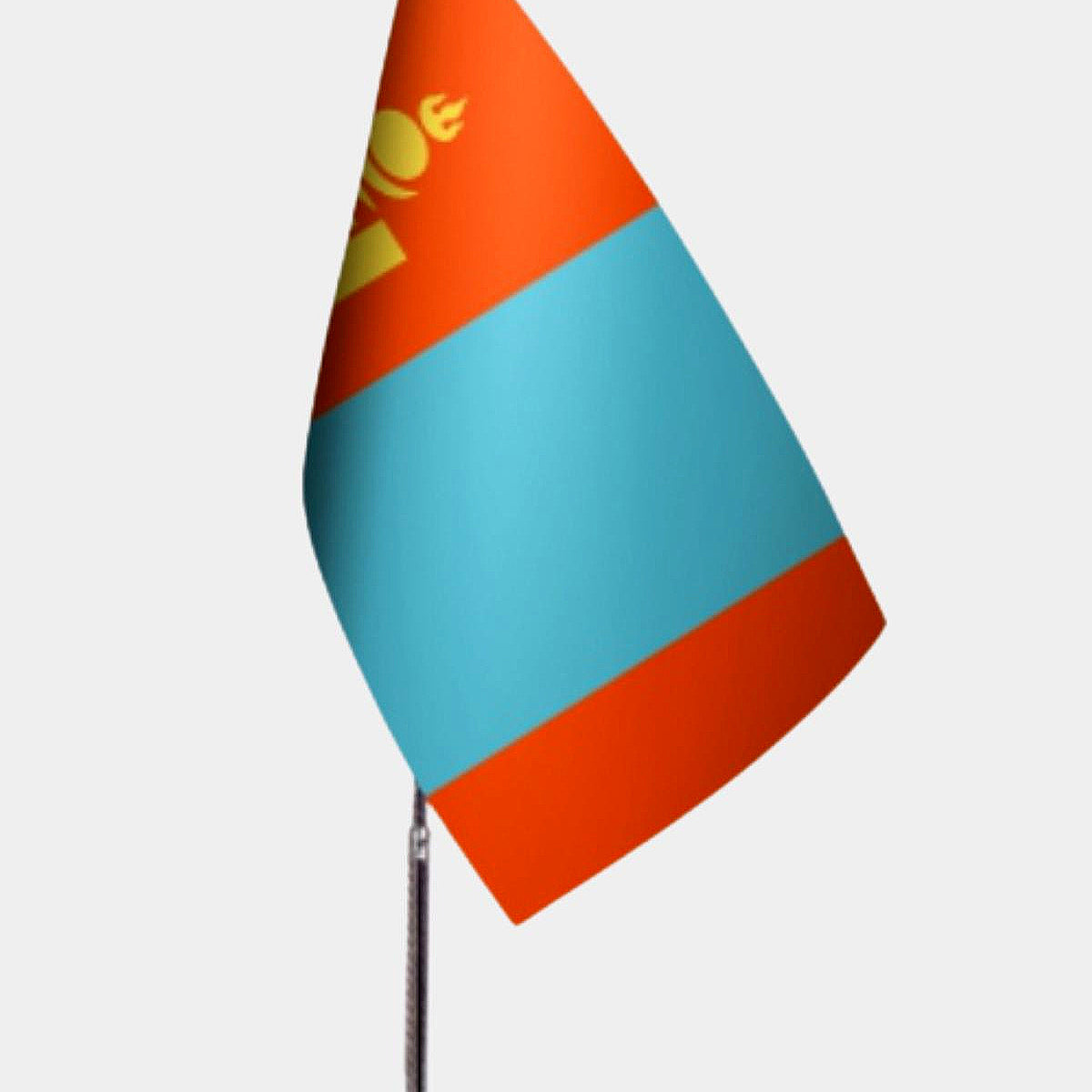 Mongolia Desk Flag - Premium Double-Layer Satin with Chrome L-Shaped Stand | Professional Quality Country Desk Flag for Government Offices and Institutions