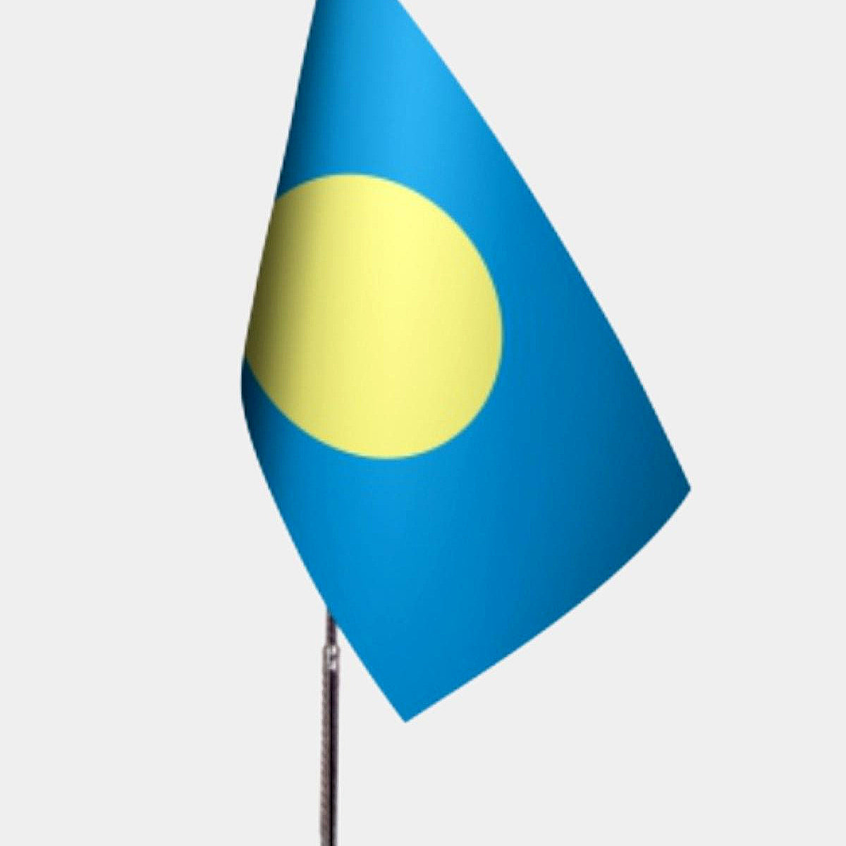 Palau Desk Flag - Premium Double-Layer Satin with Chrome L-Shaped Stand | Professional Quality Country Desk Flag for Government Offices and Institutions