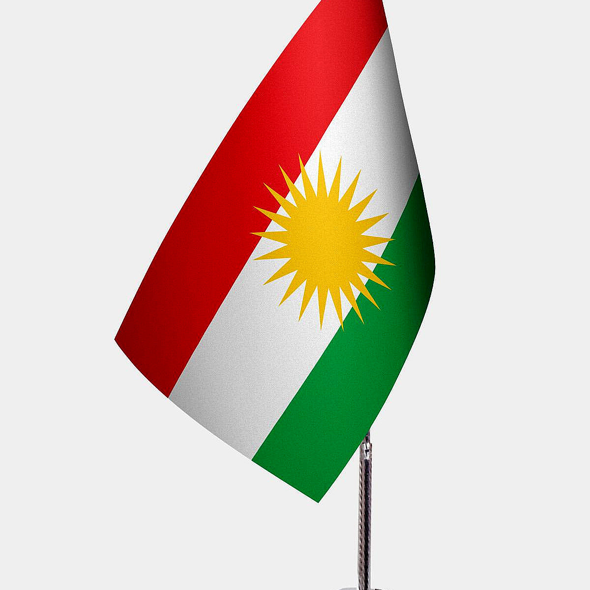 Northern Iraq Desk Flag - Premium Double-Layer Satin with Chrome L-Shaped Stand | Professional Quality Country Desk Flag for Government Offices and Institutions