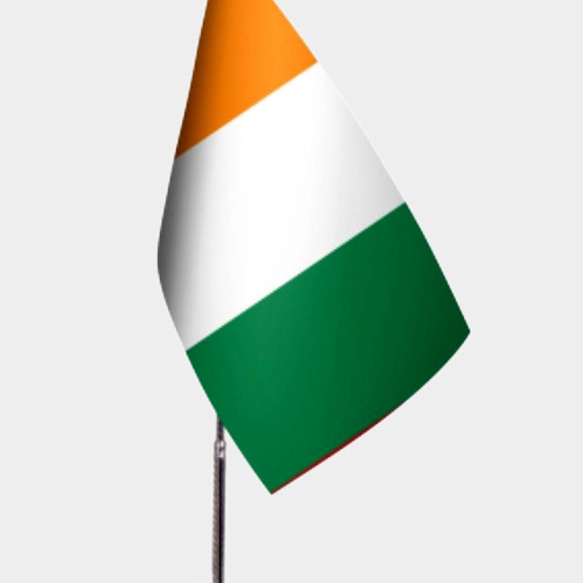 Ivory Coast Desk Flag - Premium Double-Layer Satin with Chrome L-Shaped Stand | Professional Quality Country Desk Flag for Government Offices and Institutions