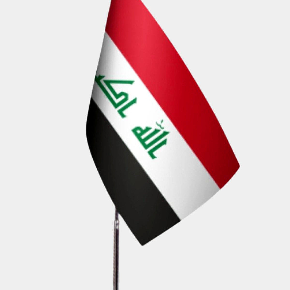 Iraq Desk Flag - Premium Double-Layer Satin with Chrome L-Shaped Stand | Professional Quality Country Desk Flag for Government Offices and Institutions