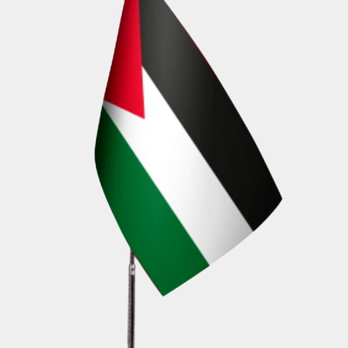 Palestine Desk Flag - Premium Double-Layer Satin with Chrome L-Shaped Stand | Professional Quality Country Desk Flag for Government Offices and Institutions