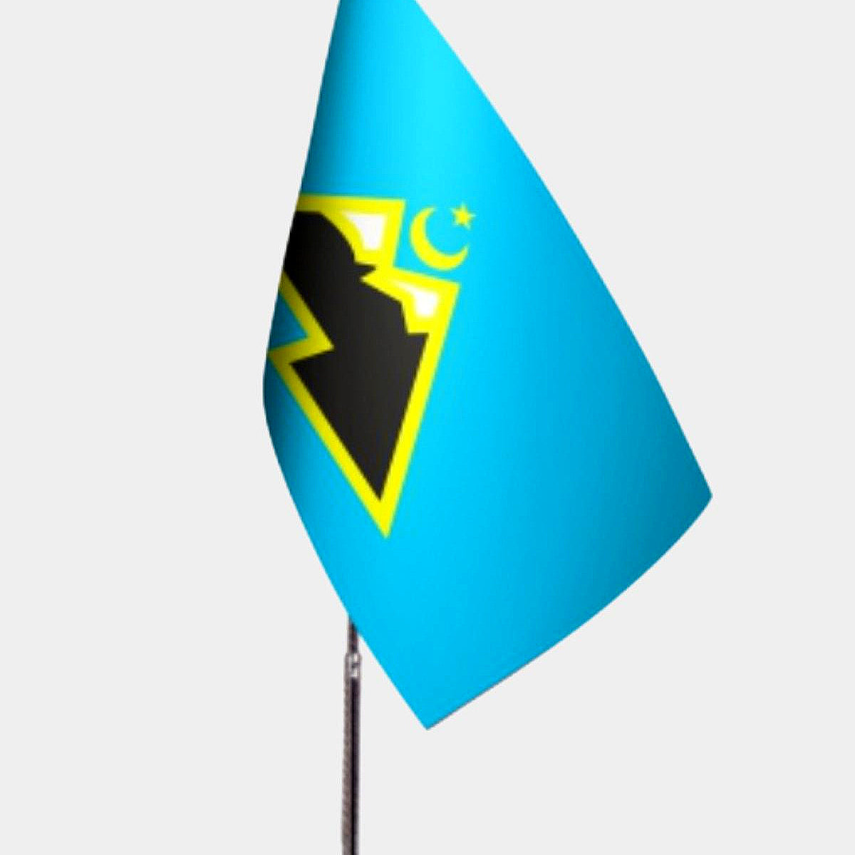 Karachay-Circassian Desk Flag - Premium Double-Layer Satin with Chrome L-Shaped Stand | Professional Quality Country Desk Flag for Government Offices and Institutions