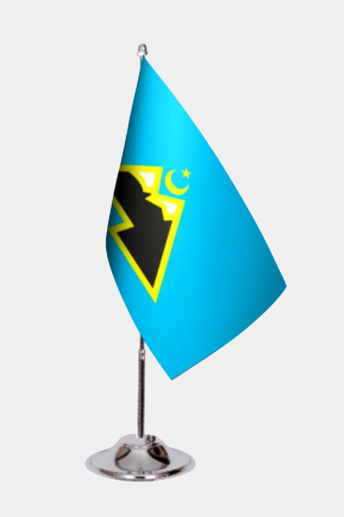 Karachay-Circassian Desk Flag - Premium Double-Layer Satin with Chrome L-Shaped Stand | Professional Quality Country Desk Flag for Government Offices and Institutions