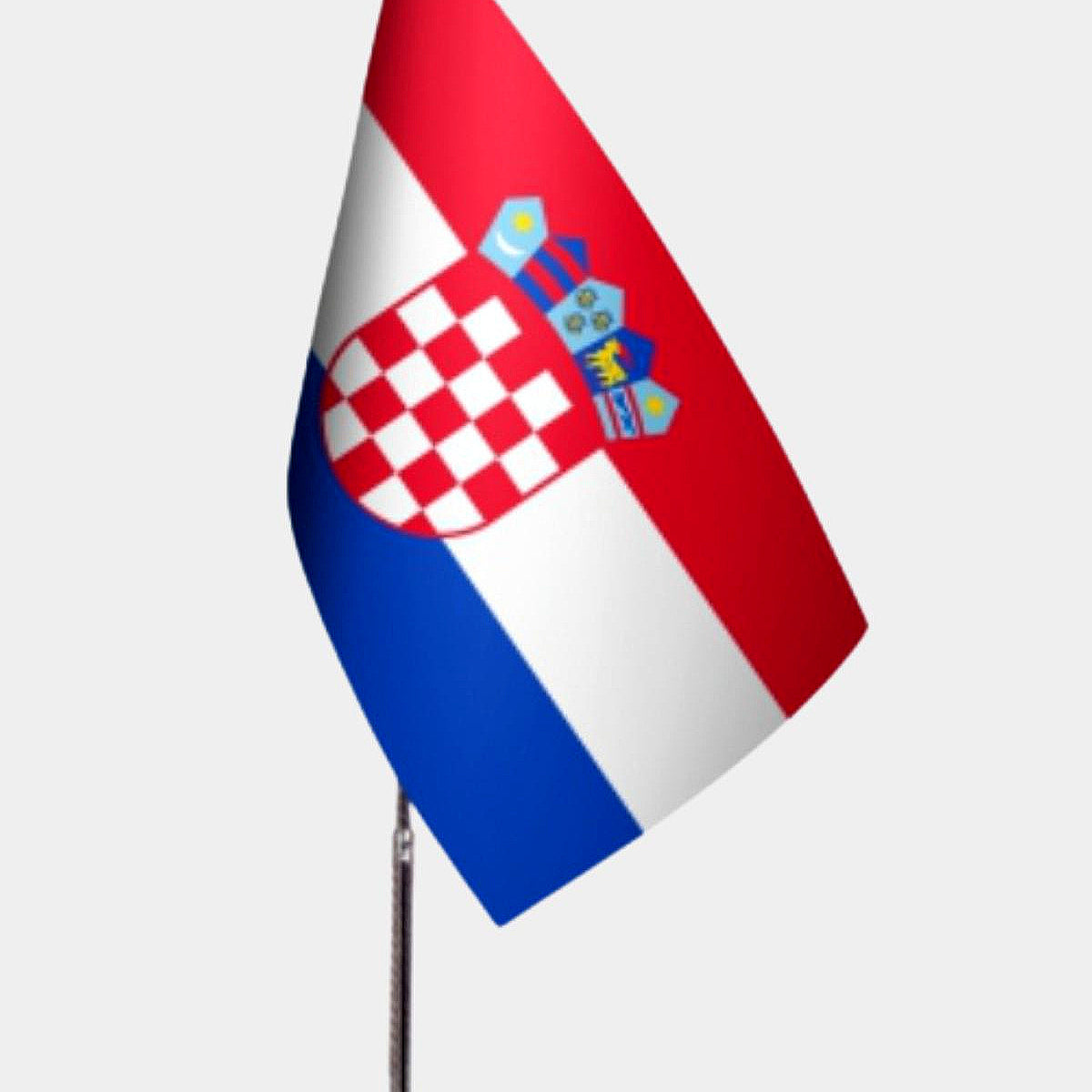 Croatia Desk Flag - Premium Double-Layer Satin with Chrome L-Shaped Stand | Professional Quality Country Desk Flag for Government Offices and Institutions