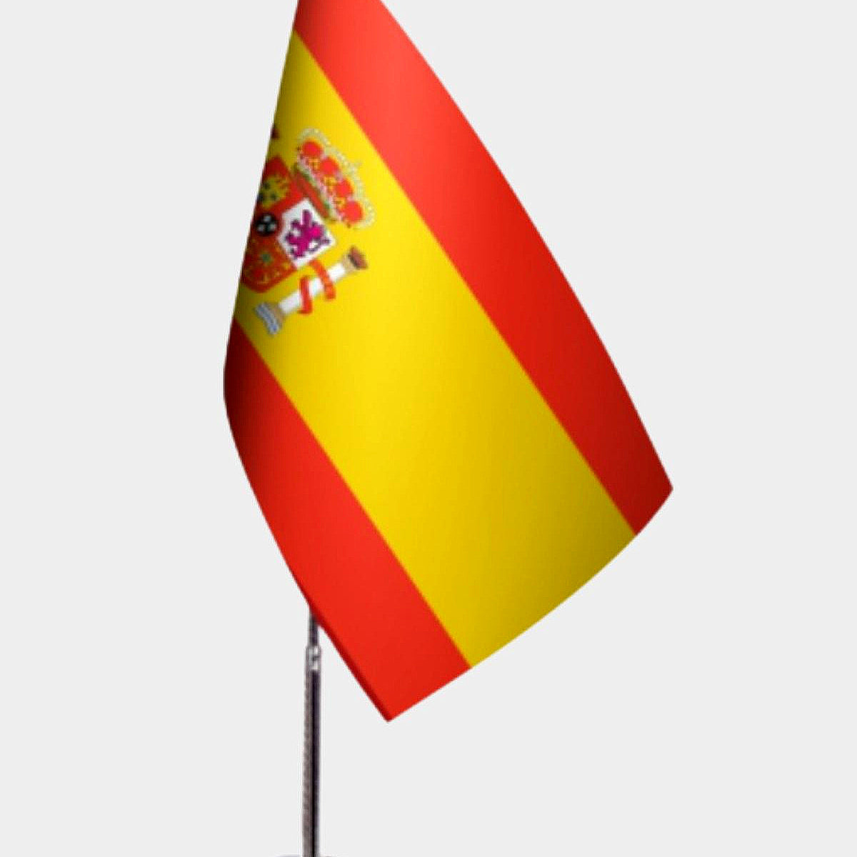 Spain Desk Flag - Premium Double-Layer Satin with Chrome L-Shaped Stand | Professional Quality Country Desk Flag for Government Offices and Institutions