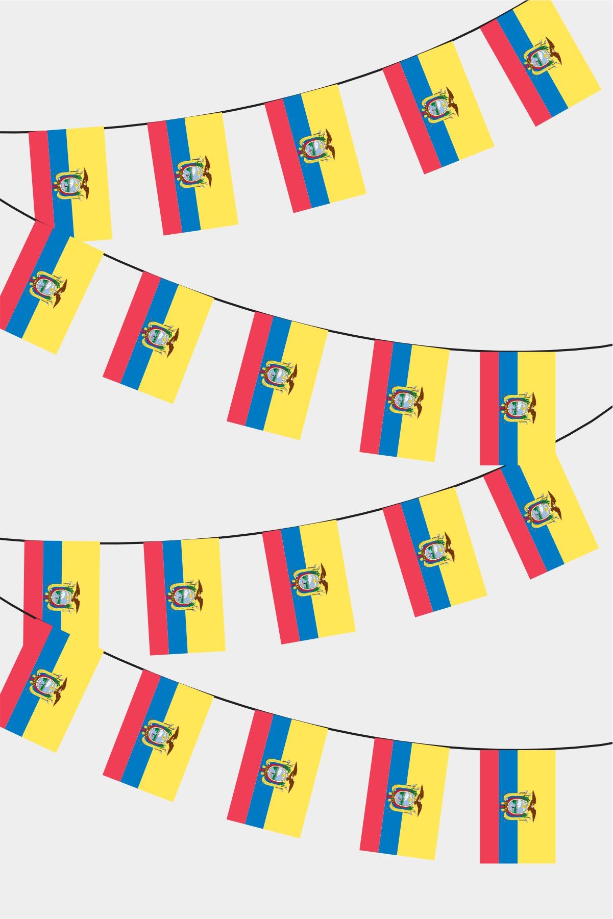 Ekvator Rectangular Flag Bunting - 50 Meters Premium String Flags for Party Decoration | Professional Quality Raschel Fabric