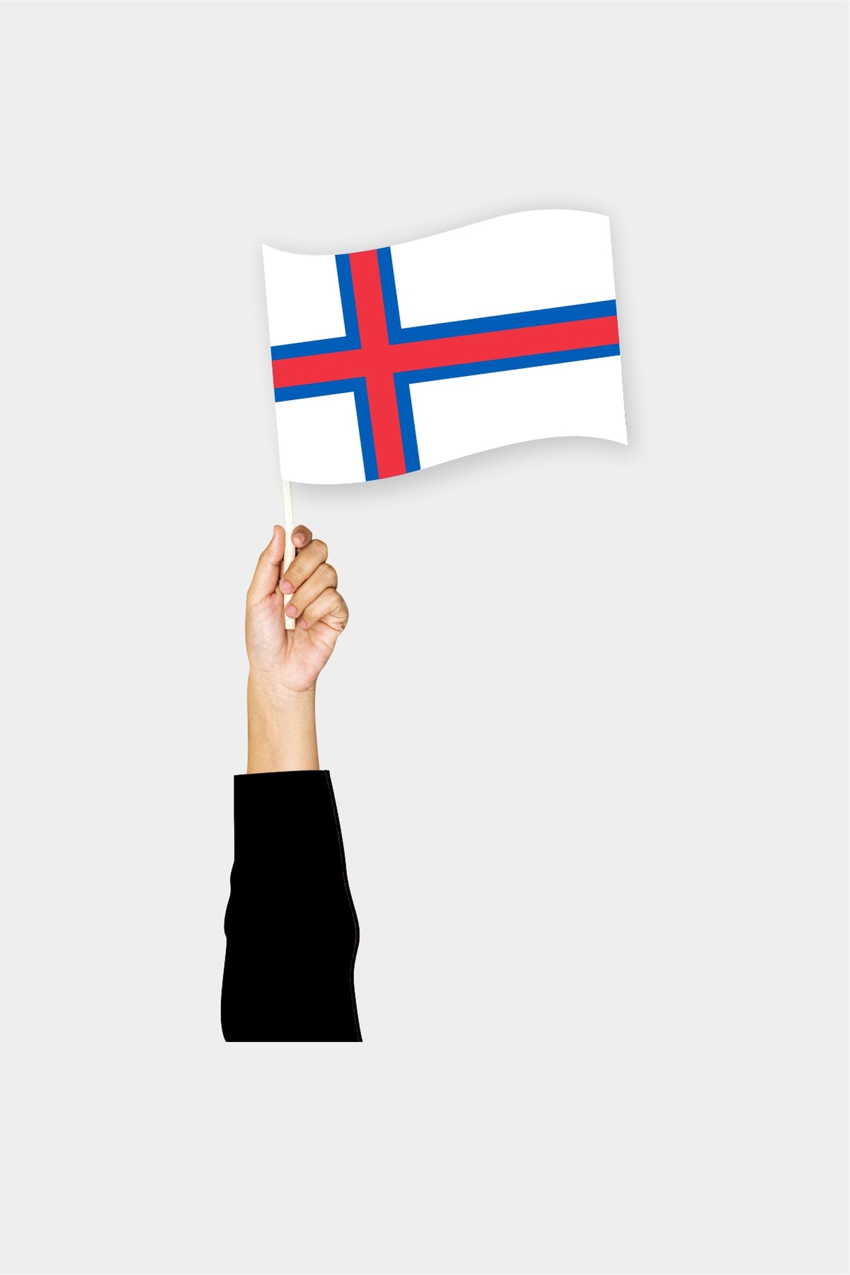 Faroe Islands handheld flag on stick - durable polyester country flag for events and parades