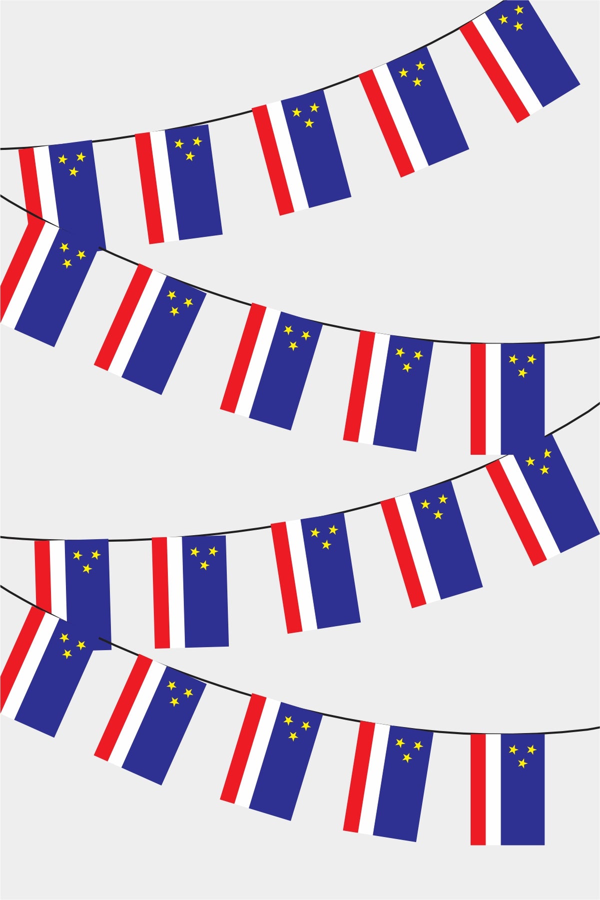 Gagauzia Rectangular Flag Bunting - 50 Meters Premium String Flags for Party Decoration | Professional Quality Raschel Fabric