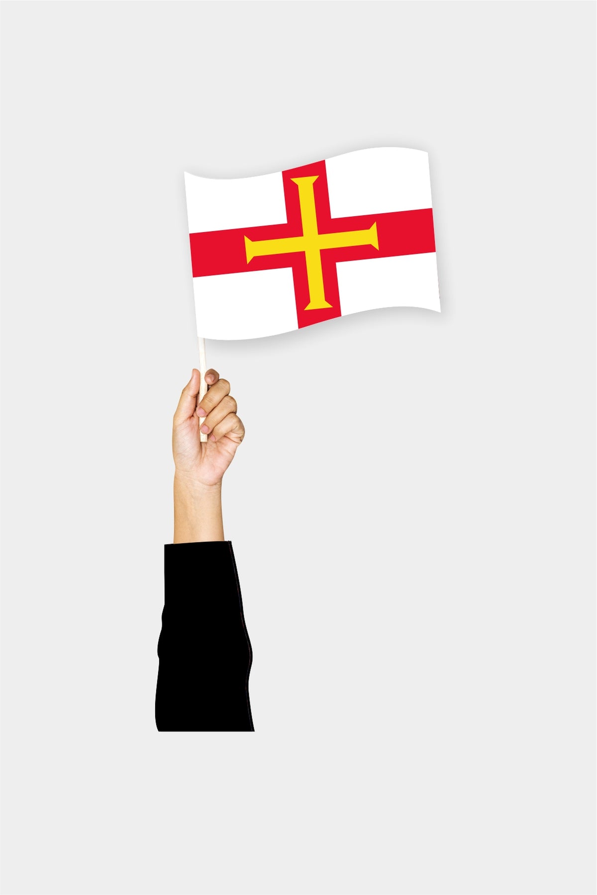 Guernsey handheld flag on stick - durable polyester country flag for events and parades