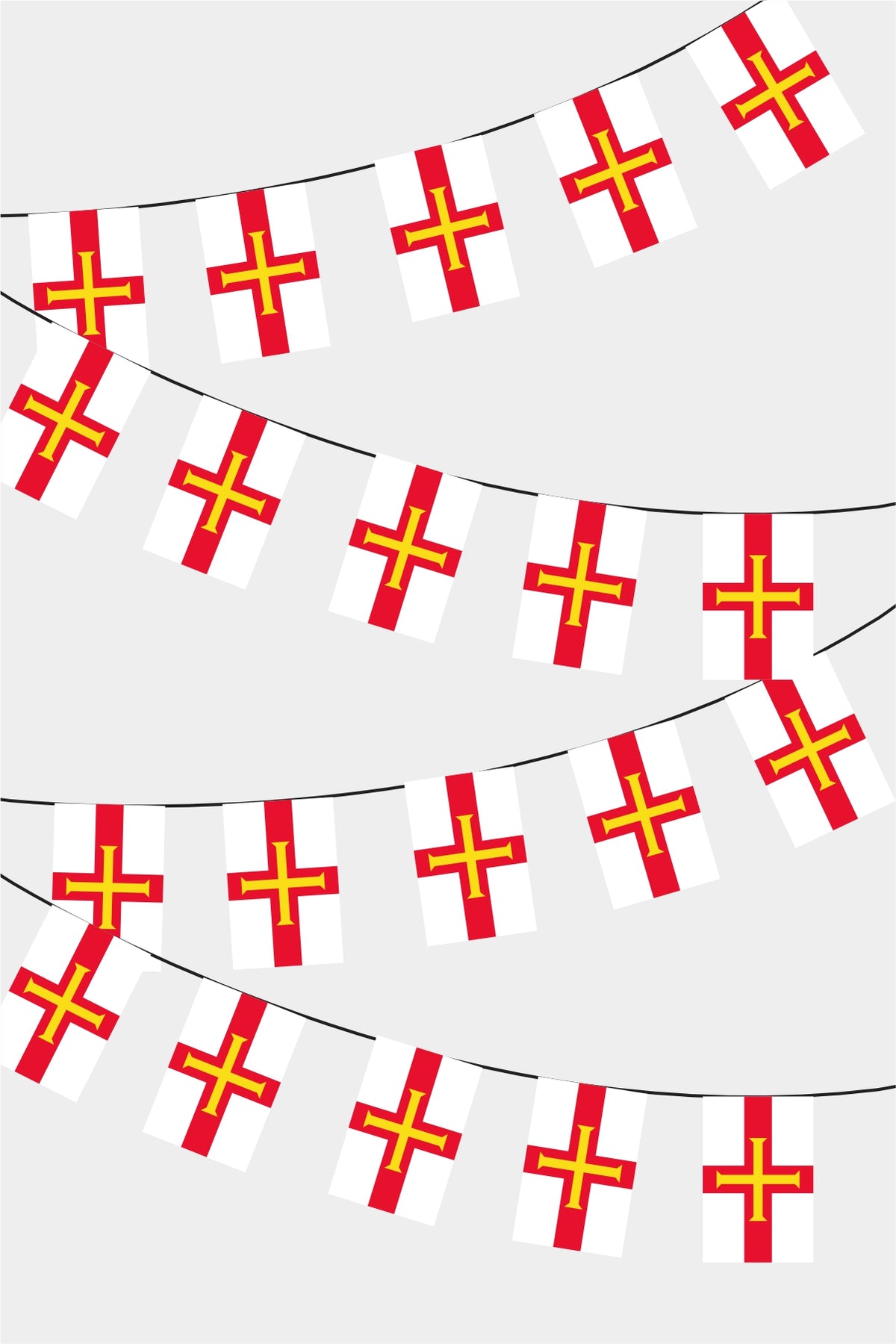Guernsey Rectangular Flag Bunting - 50 Meters Premium String Flags for Party Decoration | Professional Quality Raschel Fabric