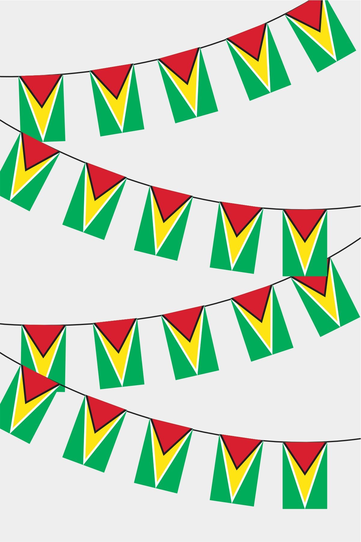 Guyana Rectangular Flag Bunting - 50 Meters Premium String Flags for Party Decoration | Professional Quality Raschel Fabric