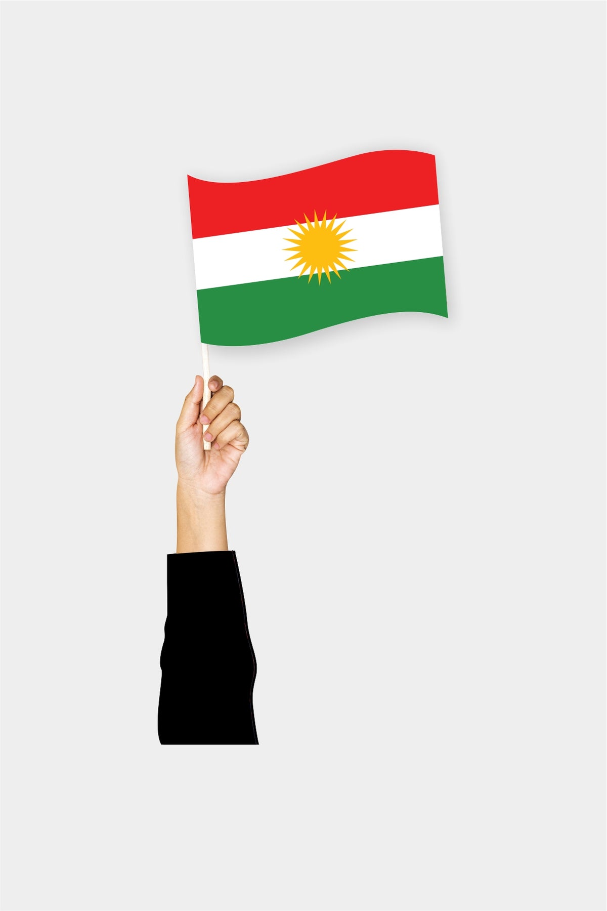 Iraqi Kurdistan handheld flag on stick - durable polyester country flag for events and parades