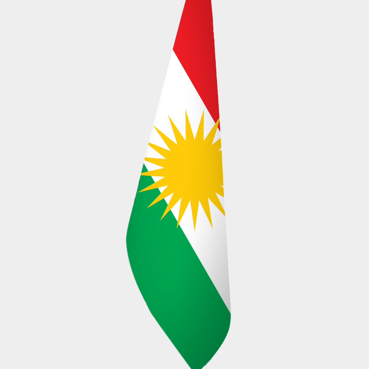 Iraqi Kurdistan Official Indoor Flag — Double Satin, Gold Pole