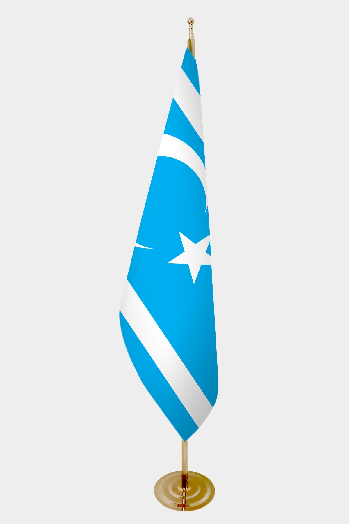Drapeau officiel d'intérieur des Turkmènes d'Irak — mât doré