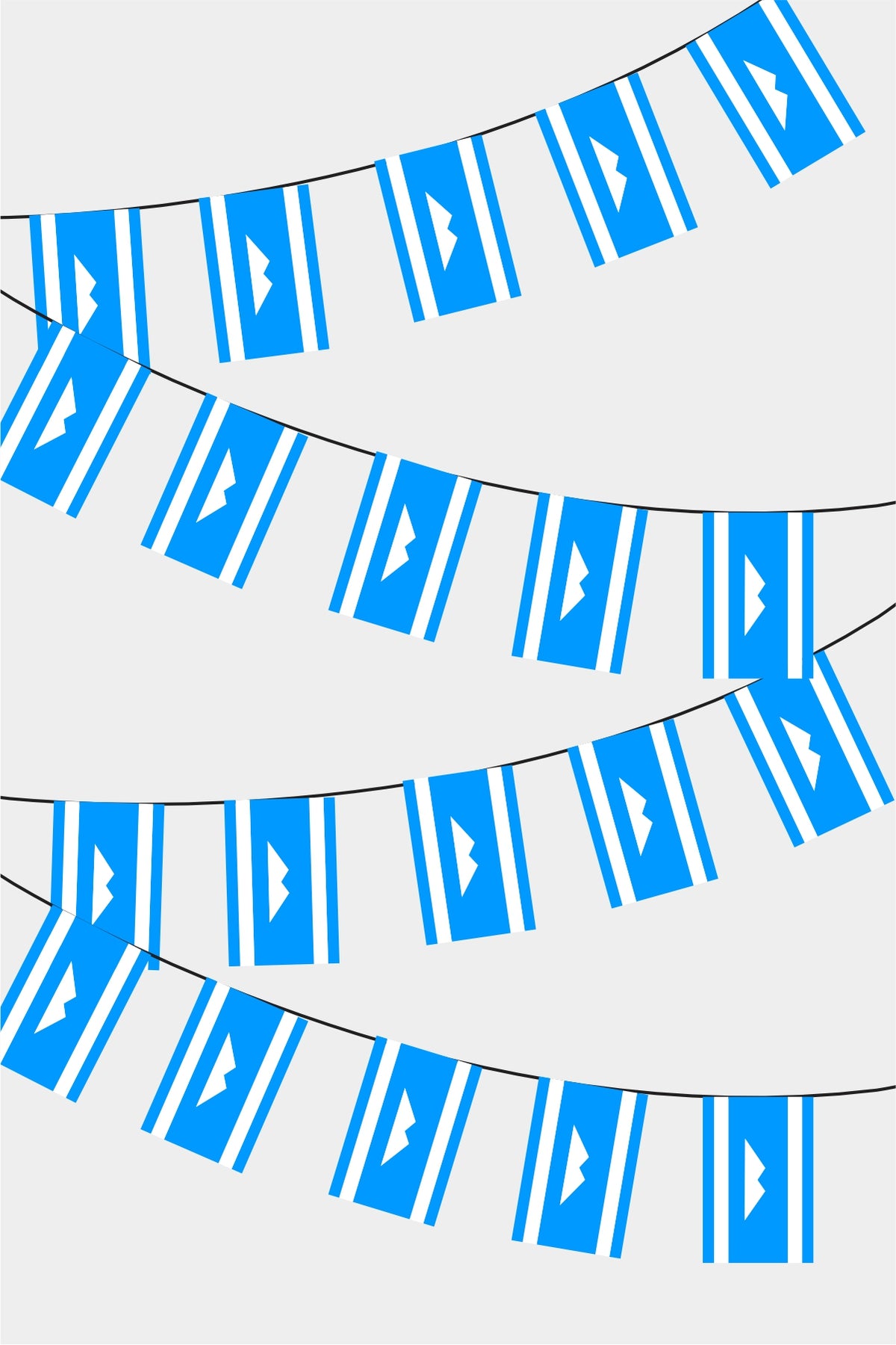 Karachay-Balkar Rectangular Flag Bunting - 50 Meters Premium String Flags for Party Decoration | Professional Quality Raschel Fabric