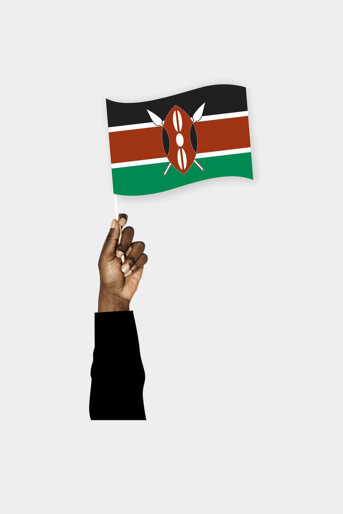 Kenya handheld flag on stick - durable polyester country flag for events and parades