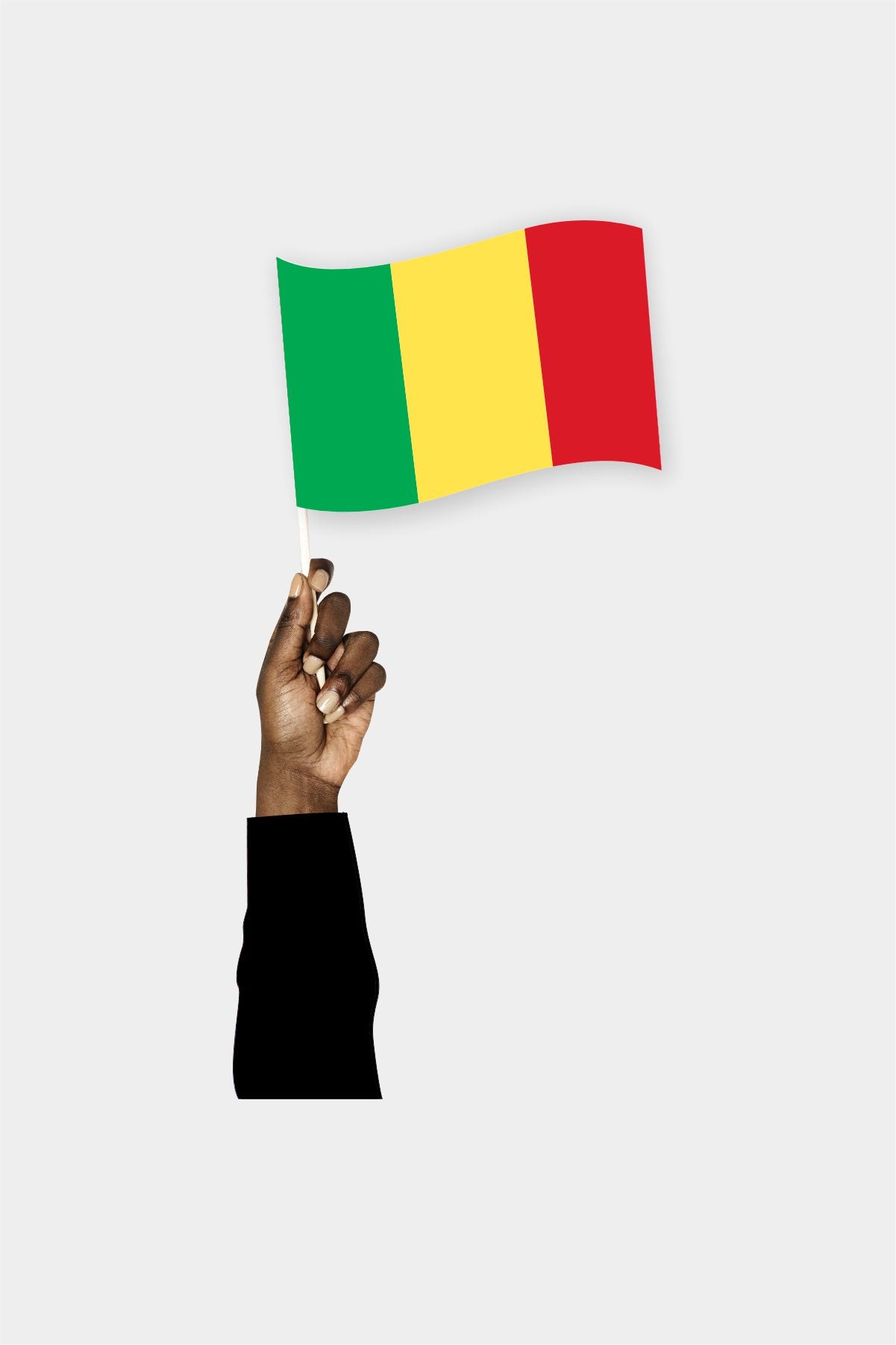 Mali handheld flag on stick - durable polyester country flag for events and parades