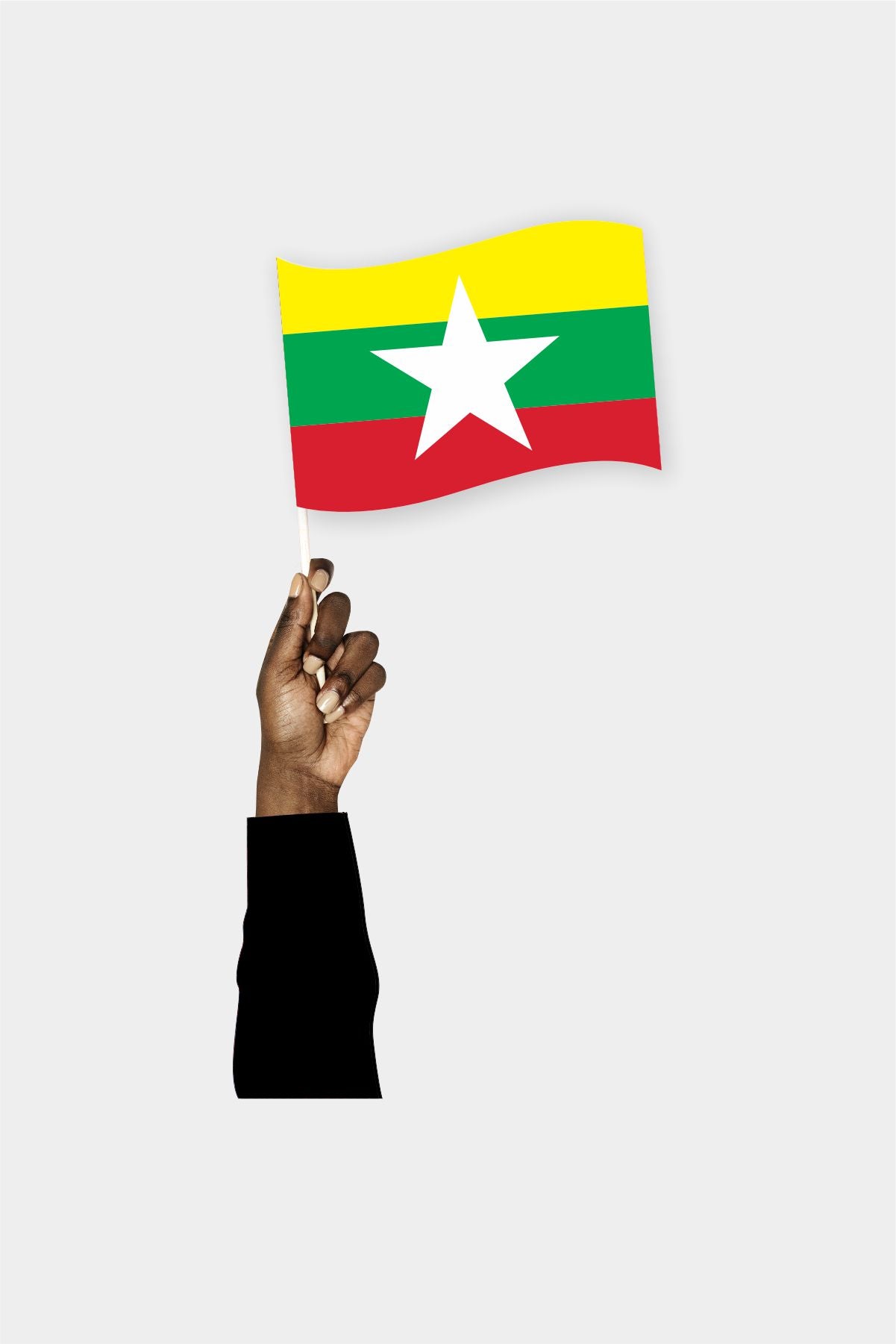 Myanmar handheld flag on stick - durable polyester country flag for events and parades
