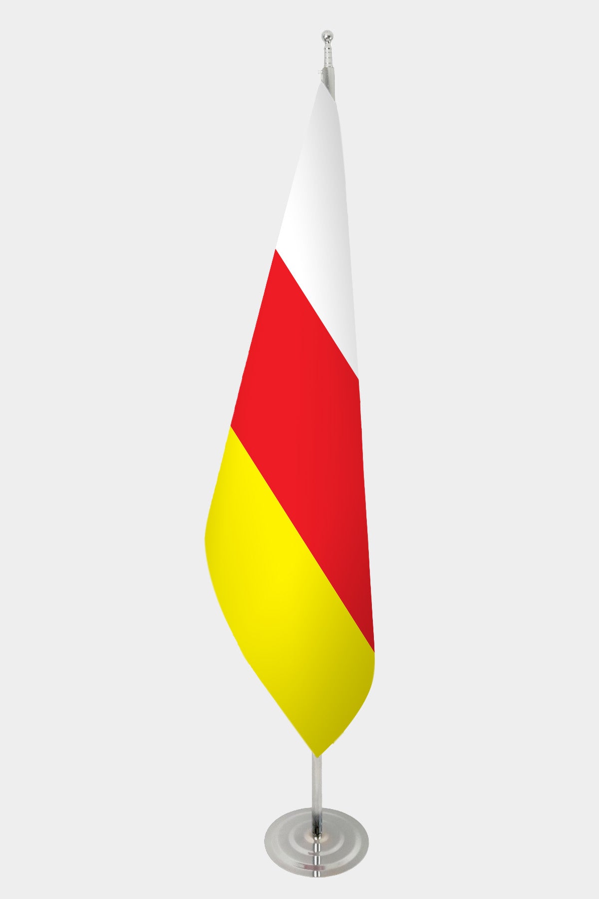 Drapeau officiel d'intérieur de l'Ossétie du Nord — mât chromé