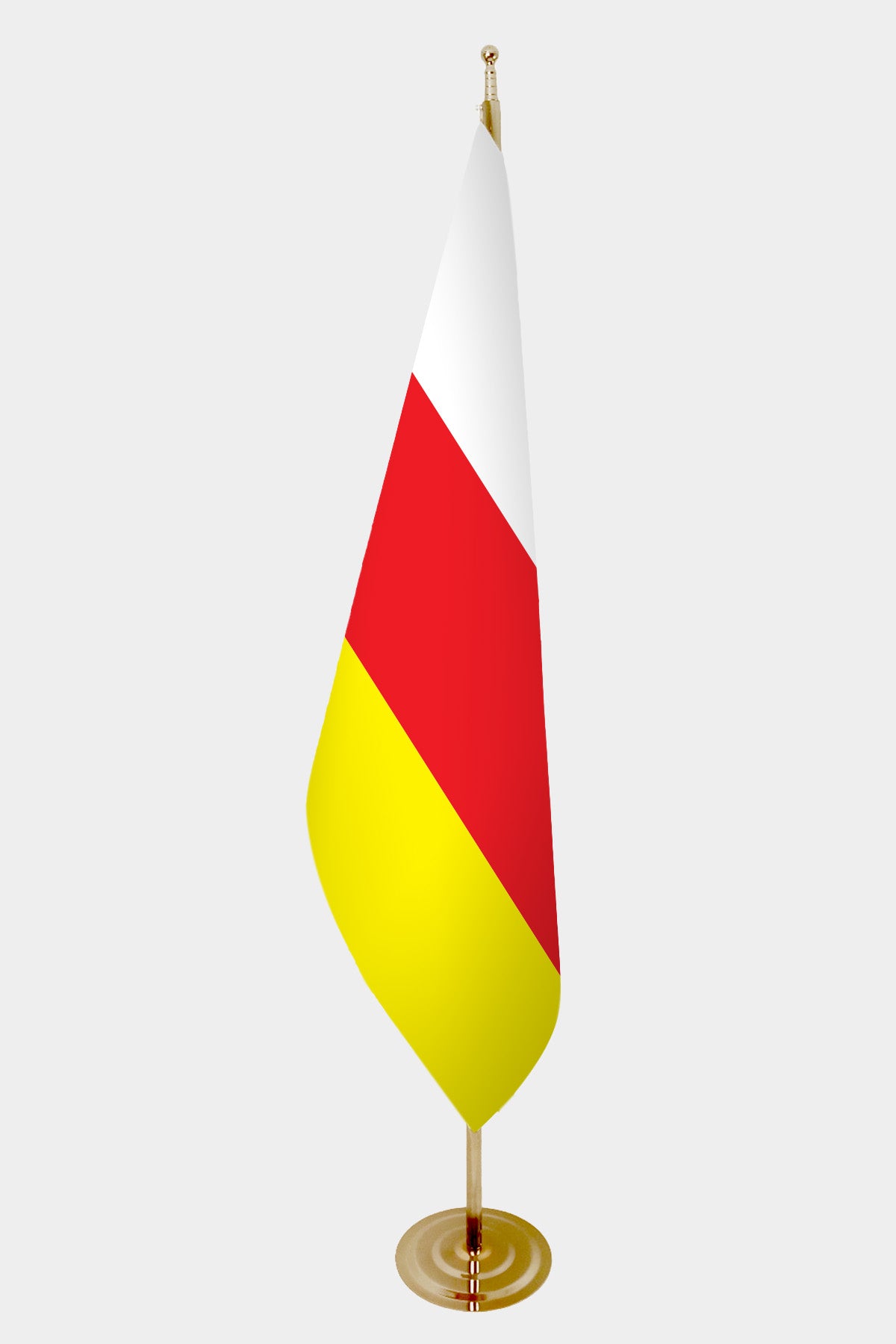 Drapeau officiel d'intérieur de l'Ossétie du Nord — mât doré