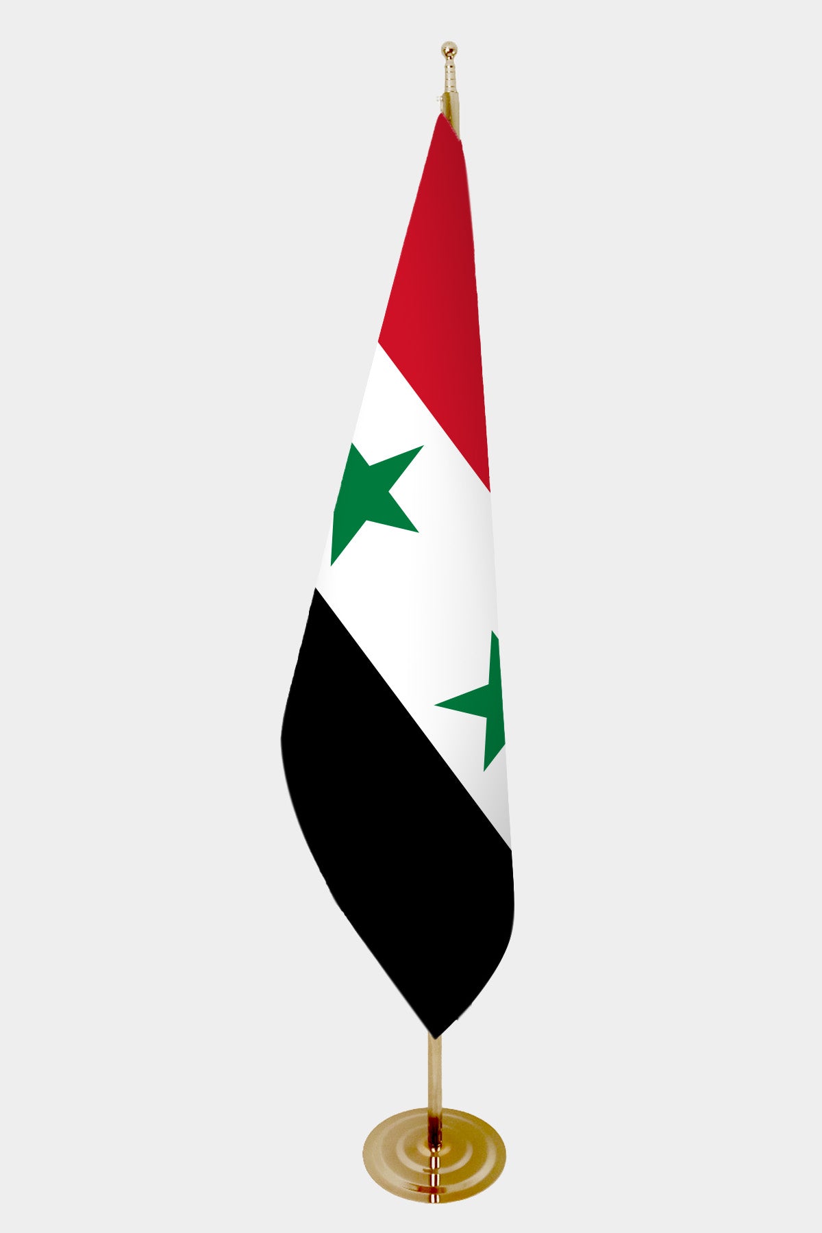 Drapeau officiel d'intérieur de la Syrie (1980–2024) — mât doré all-groups