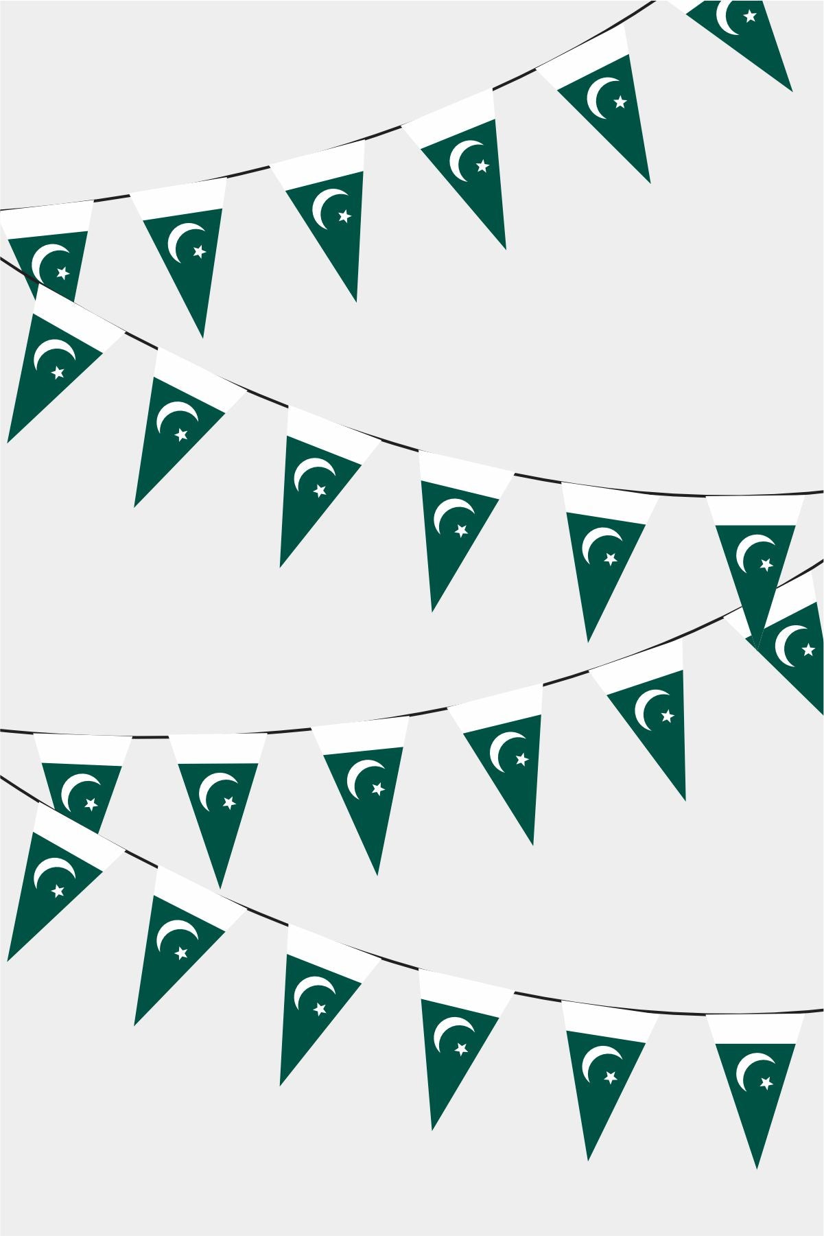 Pakistan Triangular Flag Bunting - 50 Meters Premium Pennant Flags for Party Decoration | Professional Quality Raschel Fabric