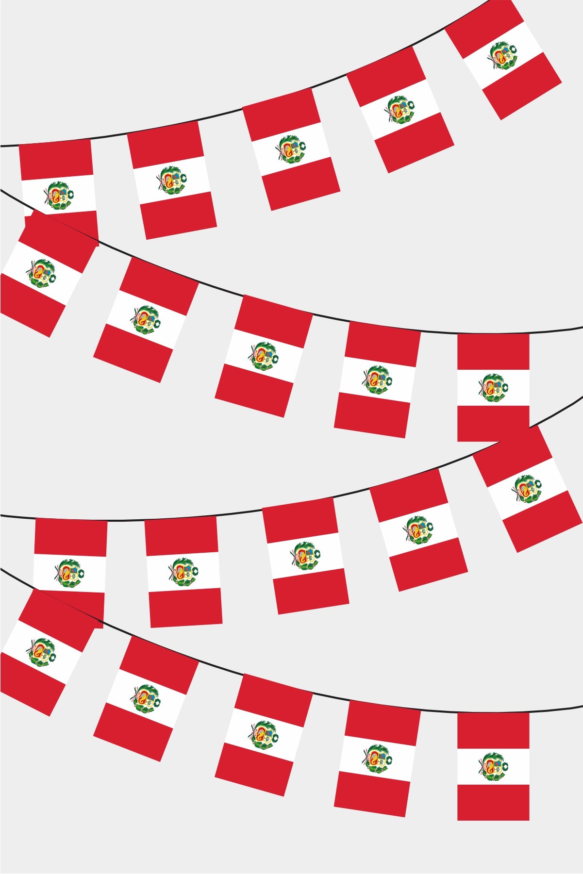 Peru Rectangular Flag Bunting - 50 Meters Premium String Flags for Party Decoration | Professional Quality Raschel Fabric