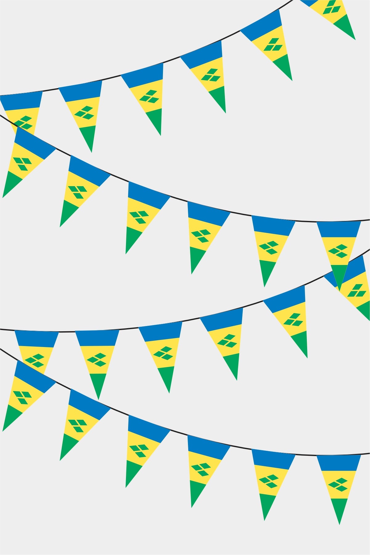 Saint Vincent and Grenadinler Triangular Flag Bunting - 50 Meters Premium Pennant Flags for Party Decoration | Professional Quality Raschel Fabric