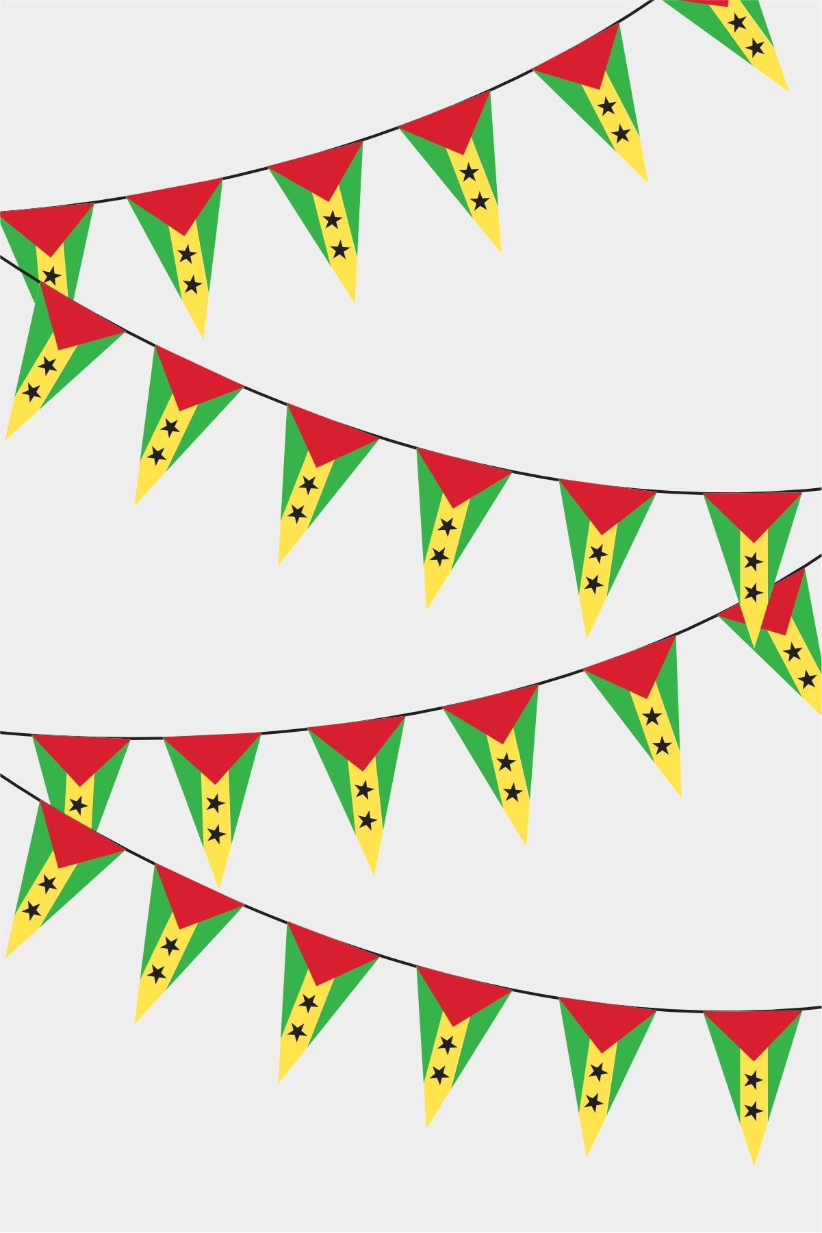 Sao Tome and Principe Triangular Flag Bunting - 50 Meters Premium Pennant Flags for Party Decoration | Professional Quality Raschel Fabric