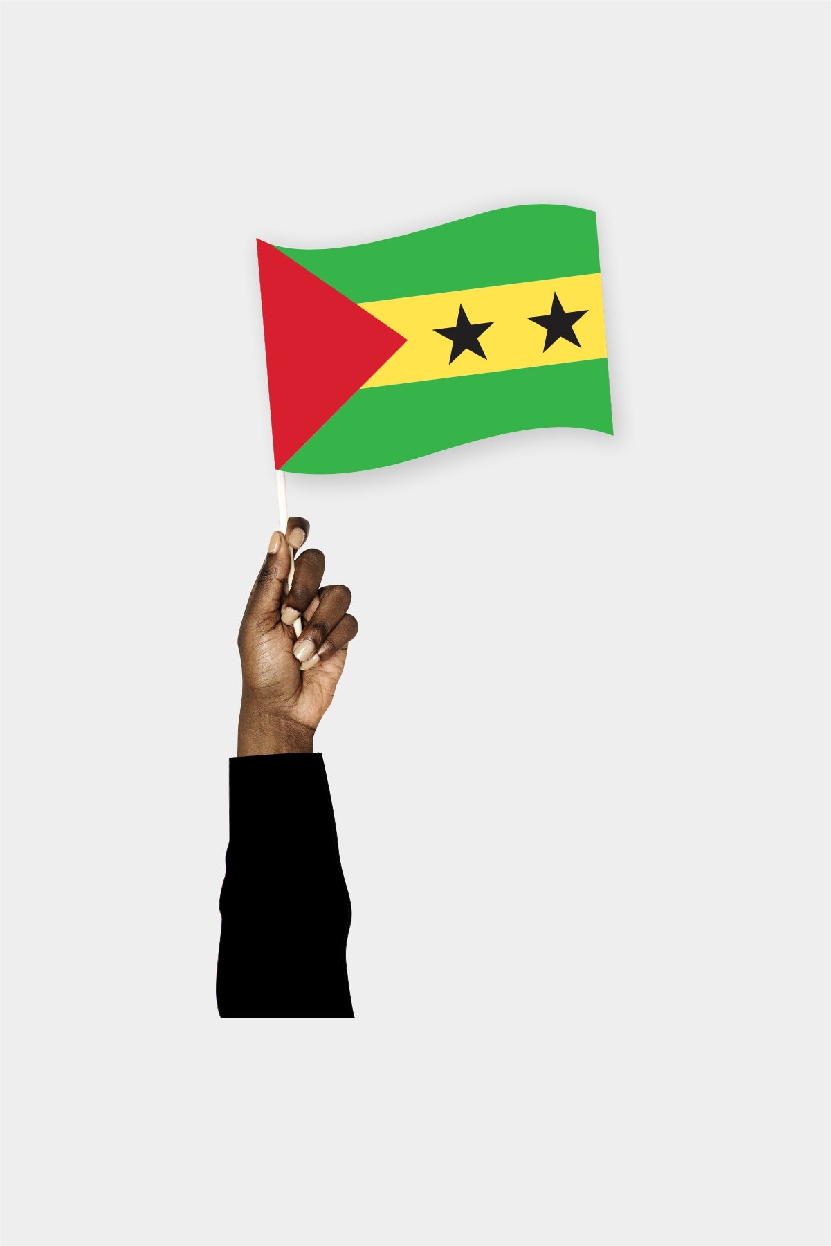 Sao Tome and Principe handheld flag on stick - durable polyester country flag for events and parades