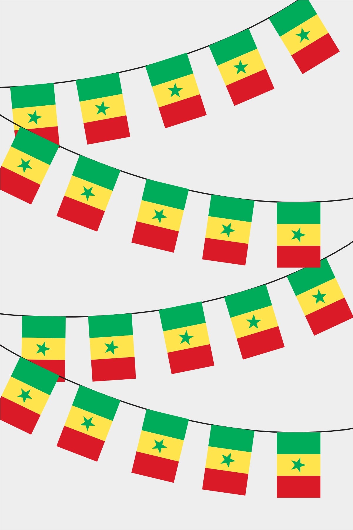 Senegal Rectangular Flag Bunting - 50 Meters Premium String Flags for Party Decoration | Professional Quality Raschel Fabric
