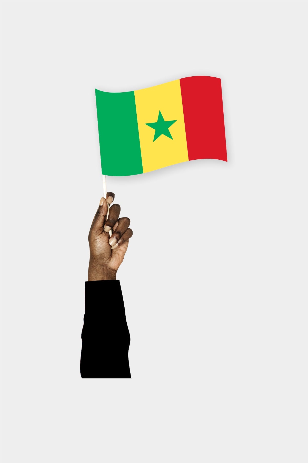 Senegal handheld flag on stick - durable polyester country flag for events and parades