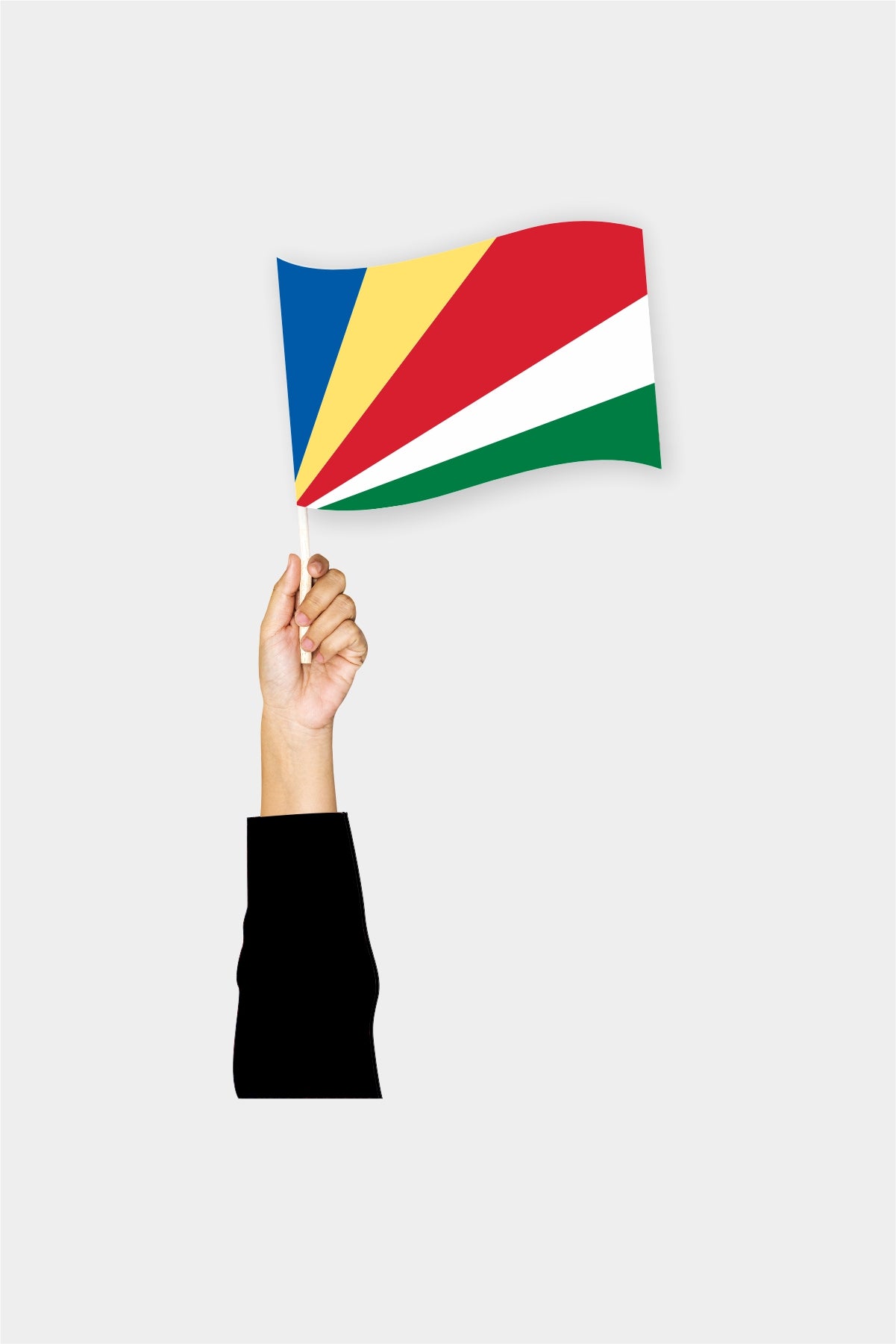 Seychelles handheld flag on stick - durable polyester country flag for events and parades