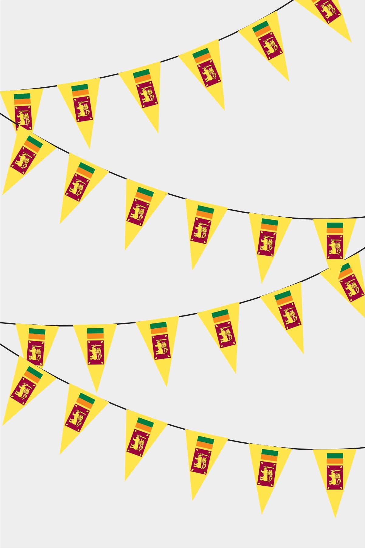 Srilanka Triangular Flag Bunting - 50 Meters Premium Pennant Flags for Party Decoration | Professional Quality Raschel Fabric