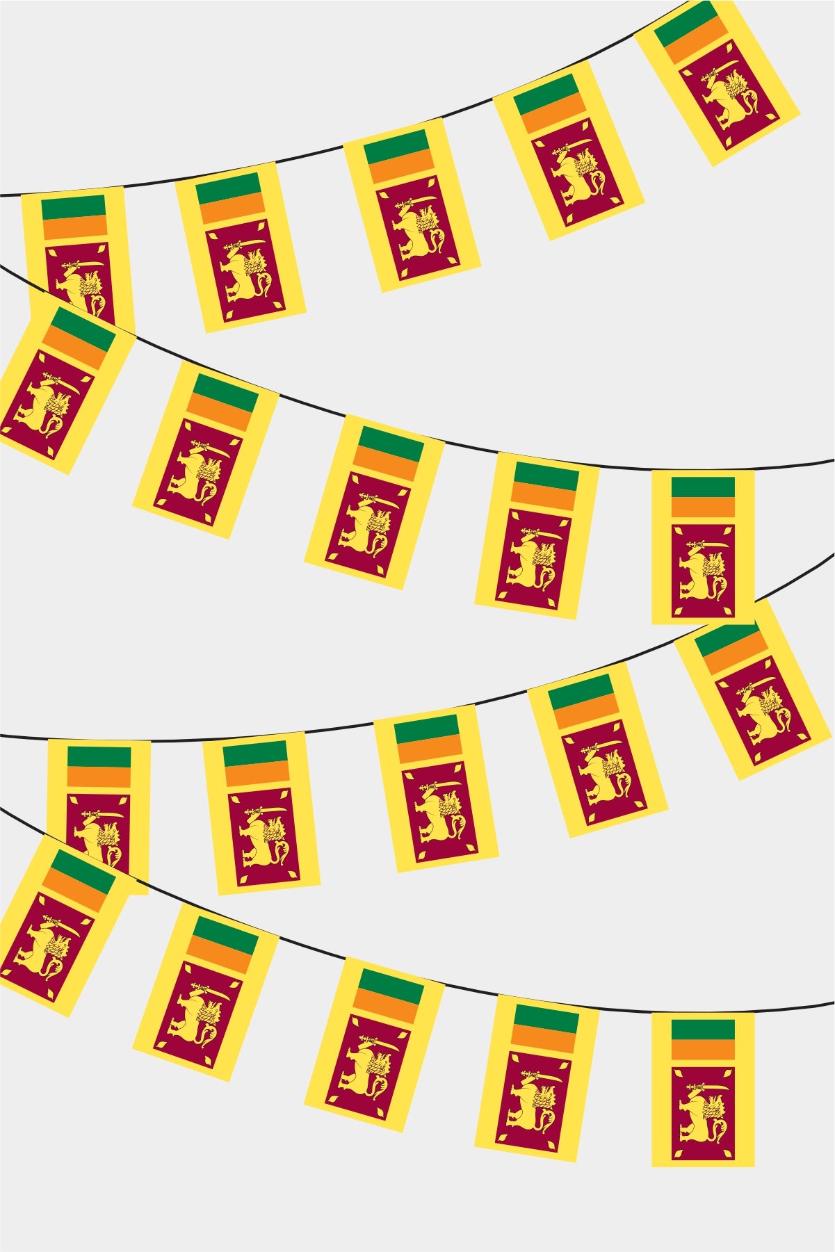 Srilanka Rectangular Flag Bunting - 50 Meters Premium String Flags for Party Decoration | Professional Quality Raschel Fabric