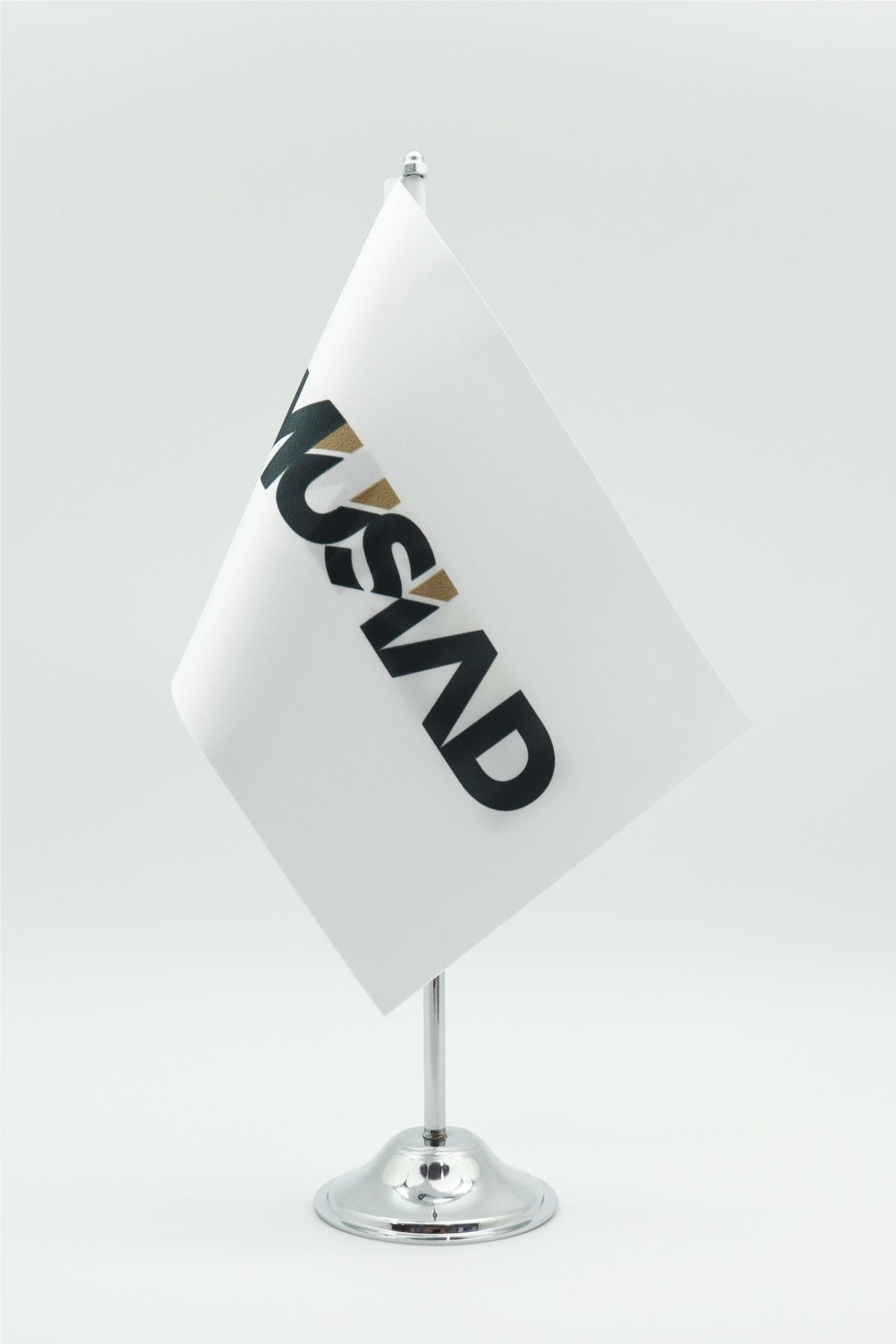 Drapeau de Table Personnalisé Simple, mât chromé, drapeau 15 × 22,5 cm sur socle lesté (1)
